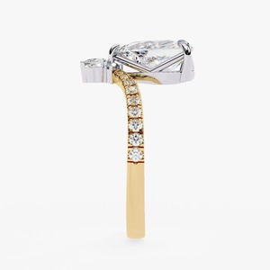 Anillo de compromiso de oro amarillo de 9K con diamante de laboratorio de 1.00CT talla pera en forma de lágrima, joyería nupcial con pavé, venta al por mayor - Product Image 4