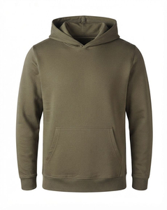 Sudadera con Capucha para Hombre, Color Verde Oliva, Corte Regular, Informal, Color Sólido, con Bolsillo Frontal, para Otoño - Product Image 1