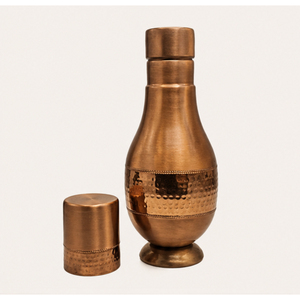 Bouteille d'eau en cuivre pur martelé de qualité supérieure, écologique, anti-fuite, avec couvercle en verre intégré pour la maison et le bureau - Product Image 5