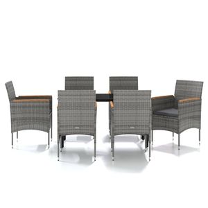 <b>Grey</b> Rattan Garden Dining Set 6 Seater Weather Resistant Outdoor Furniture Contemporary Style Steel <b>Frame</b> - Product Image 2