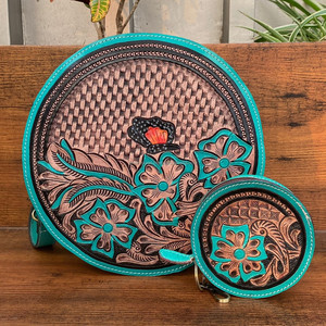 Bolso cruzado de cantimplora de cuero con herramientas a mano para mujer, caja de monedas de cantimplora occidental con llavero, conjunto de regalo único - Product Image 4