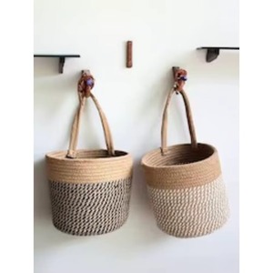 Hanging Macrame <b>Basket</b> Stylish Cotton Rope Wall Hanging Storage <b>Basket</b> For Home Decor Plants Kitchen And Daily Essentials Use - Product Image 6