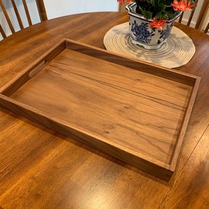 Rectangle Acacia Wooden Food Plate Drink <b>Coffee</b> Serving Tray for Restaurant <b>Walnut</b> Wood Serving Tray Handles Decorative Tray - Product Image 2