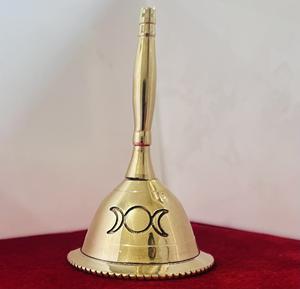 Campana de Altar Triple Luna para Oración, de Latón, de 3 Pulgadas, Sonora, Campana de Llamada de Latón, de los Consignatarios Indios - Product Image 3