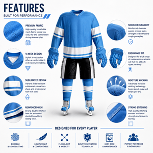 Ensemble d'uniformes de hockey sur glace personnalisables unisexe, impression par sublimation, polyester respirant, qualité supérieure pour adultes, vente en gros, OEM - Product Image 2