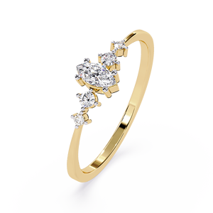 Anillo de compromiso solitario elegante con diamante de corte marquesa cultivado en laboratorio, engaste de doble punta y banda de oro de alto brillo - Product Image 3
