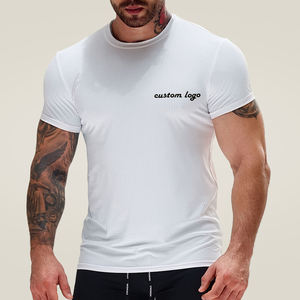 <b>Men's</b> <b>White</b> <b>Short</b> <b>Sleeve</b> Compression T-<b>Shirt</b> Slim Fit O-Neck Quick Dry Sporty Knitted Polyester Muscle Showing Workout <b>Shirt</b> - Product Image 5