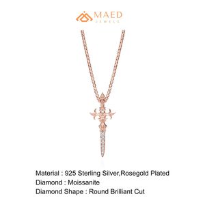 จี้รูปดาบกางเขนฮิปฮอปชุบทองคำสีกุหลาบบนเงินแท้ ประดับเพชรแบบ Iced Out เครื่องประดับคริสเตียนสำหรับทุกเพศ เหมาะเป็นของขวัญวันครบรอบ - Product Image 6