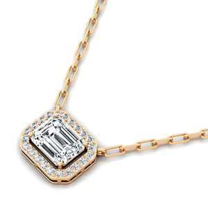 Pendentif solitaire halo en diamant de laboratoire taille émeraude 2,5 carats, clarté D VVS, certifié IGI, or pur 14K 18K, pendentif tendance pour femme - Product Image 5