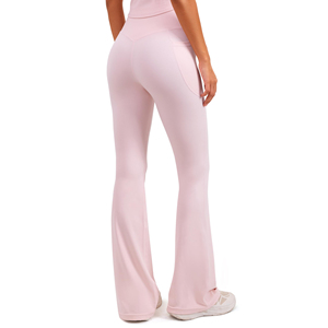Women Flared <b>Leggings</b> High Waist Yoga Pants Bootcut Tights Soft SolidPattern Flare Leg Trousers Athletic Workout <b>Legging</b> - Product Image 2