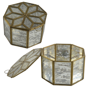 Glass Metal Combo Design Jewelry Storage Box Gold Finishing Dry Fruits Serving Box Metal <b>Bins</b> Storage Containers Jar - Product Image 3