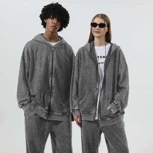 Sudadera con Capucha para Hombre, Estilo Vintage, Lavado Ácido, Algodón Desgastado, Sudadera con Capucha, Ropa Urbana Retro, Moda Casual - Product Image 6