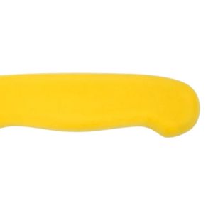 Couteaux à désosser à manche jaune avec lame courbée argentée et protège-doigts ergonomique pour la découpe de la viande et la préparation de la volaille - Product Image 6