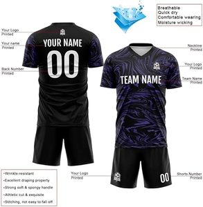 Conjunto de Camisetas de Fútbol Personalizadas con Transferencia Térmica para Hombre, Uniformes de Fútbol Transpirables con Cuello en V y Bolsillos - Product Image 2