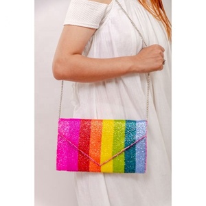 LW Fashionable Bead Cross Body Banjara Purse <b>Chain</b> Clutch Handbag for Summer Weddings Bride's <b>Name</b> Bag Comfortable Shoulder Bag - Product Image 1