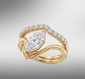 Bridal Set 1.50 Ct Marquise Cut Lab Grown Diamond Engagement <b>Ring</b> With Wave Pave Band Wedding <b>Ring</b> Set Elongated <b>Couple</b> <b>Ring</b> Set - Product Image 4
