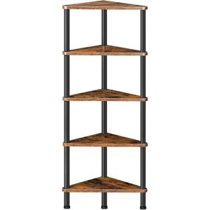 Estantería Esquinera de 5 Niveles con Estantes de Madera Maciza, Estructura Metálica, Estante para Exhibición de Plantas para Espacios Pequeños, Dormitorio, Sala de Estar - Product Image 1