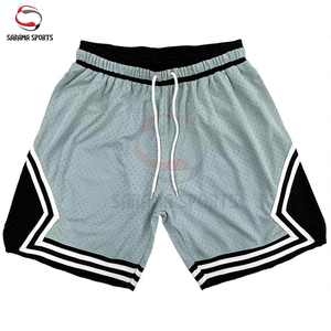 กางเกงบาสเก็ตบอลผู้ชายผ้าโพลีเอสเตอร์สไตล์สตรีทแวร์ลำลองแบบย้อนยุค ตกแต่งด้วยลายปัก พร้อมกระเป๋าซิป - Product Image 2