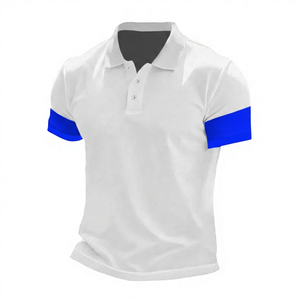 Polo de Manga Corta Blanco para Hombre con Detalle Rojo, Informal, de Algodón Transpirable, Corte Regular, Diseño de Color Sólido - Product Image 2