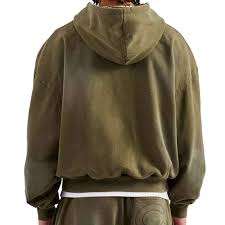 Sudadera Corta con Capucha Vintage con Cremallera, Lavado Ácido, Felpa Francesa, Estampado en Serigrafía Negra, Lavado Retro, Bordada - Product Image 3