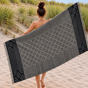 Serviette de plage Hammam 100% coton, écologique, jacquard, Fouta, unisexe, prix usine, fabricant indien, rectangulaire. - Product Image 3
