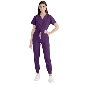 Tenue médicale professionnelle unisexe en sergé léger pour infirmières – Confortable pour le travail hospitalier - Product Image 1
