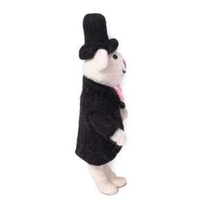 Figurine de lapin en feutre de laine faite à la main, en smoking noir et chapeau haut-de-forme, pour décoration intérieure d'Halloween, jouet pour enfant - Product Image 3