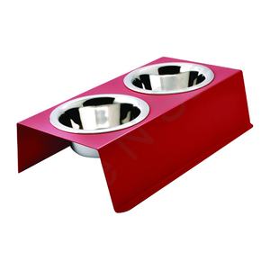 Venta al por mayor de metal elevado recto doble Comedor Rojo Pet Food Bowl de acero inoxidable de alta calidad Pet Bowls alimentador - Product Image 1