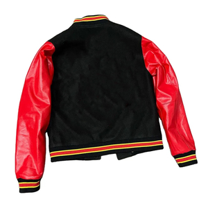 Custom Varsity Letterman <b>Jacket</b> <b>Leather</b> Sleeves Wool Body Patchwork Bomber <b>Jacket</b> Unisex College High Quality Streetwear <b>Jacket</b> - Product Image 3