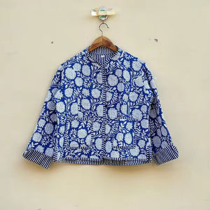 Chaqueta india hecha a mano 100% algodón, ecológica, acolchada, antiarrugas, transpirable, de secado rápido, con bolsillo frontal, para otoño e invierno. - Product Image 1