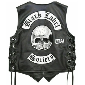 Chaleco de Cuero Negro para Motociclistas, Chaleco Premium para Club de Motociclistas, Chaleco de Cuero Black Label Society Doom Crew para Hombre - Product Image 3