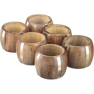 Wooden handmade napkin ring with luxury brass design on <b>top</b> <b>table</b> <b>decor</b> custom <b>wedding</b> order - Product Image 1