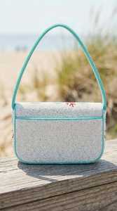 Ocean Blue & Coral Red Hand-Beaded Sea Life Crossbody Bag - Crab, Wave, and Starfish Coastal Shoulder Bag - Product Image 2