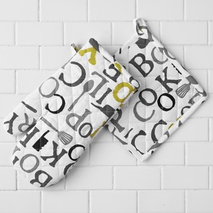 100% Cotton Modern Style Woven Oven Mitts Gloves Pot Holders Heat Resistant Waterproof Dishwasher Safe <b>Digital</b> Printed Food - Product Image 1