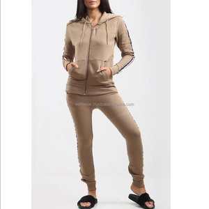 Haute qualité dames léger réversible à capuche à capuche coupe-vent sans couture Sport costumes bande latérale pour hiver vêtements de détente haut - Product Image 1