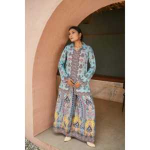 Conjunto de diseñador para mujer con estampado digital y pedrería, manga larga, estilo elegante, talla XL - Product Image 3