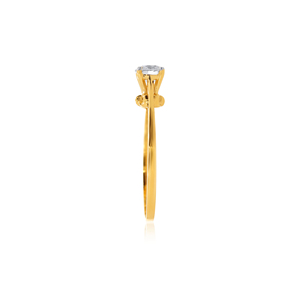 Bague de fiançailles solitaire en or jaune 18 carats de luxe avec diamant rond brillant pour femme, bague de mariage classique à 4 griffes, bijoux fins - Product Image 4