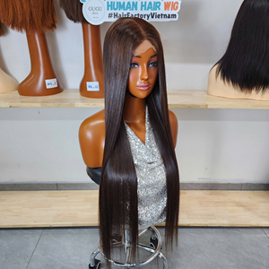Pelucas de cabello humano virgen vietnamita 100% de doble densidad, con cierre frontal de encaje transparente HD 5x5, sin pegamento, lisas como hueso, densidad 200. - Product Image 4