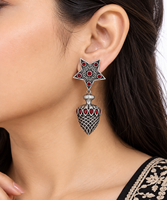 Boucles d'oreilles classiques oxydées pour femmes, en zircon, forme poire cloche, plaqué argent antique, vente en gros, fournisseur direct d'usine