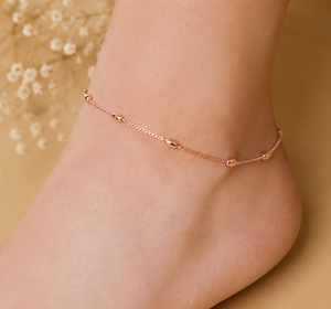 Chaîne de cheville ajustable en argent sterling 925 plaqué or rose avec perles en zircon cubique pour femme – Bijou de pied élégant et tendance - Product Image 4