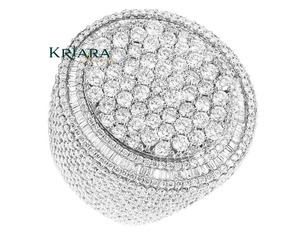 Bague de cocktail en argent 925 avec moissanite, taille brillant rond, sertissage pavé, forme boule de luxe, unisexe, pour mariage - Product Image 2