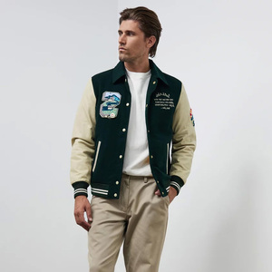 Custom Manufacturer High Quality Coated Leather Sleeves Long <b>Thin</b> Letterman Varsity <b>Jacket</b> for <b>Men</b> Custom Logo Printing - Product Image 1