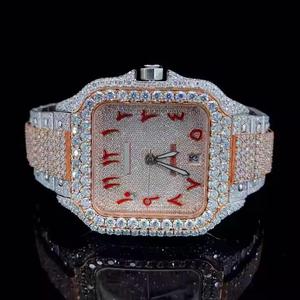 Wholesale Hot Selling Men Stainless Steel Band Quartz <b>Watch</b> Iced Out Hip Hop Square <b>Case</b> Silver Moissanite Diamond Factory - Product Image 3