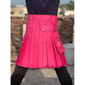 กิ๊ลท์สก็อตติชแบบยูนิเซ็กซ์ ทำมือ สีชมพู ผ้าฝ้าย ใช้งานได้หลากหลาย มีกระเป๋าหลายช่อง แบบดั้งเดิม ขายส่ง - Product Image 4