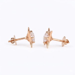 Luxury Ear Studs IGI Certified D Color VVS2 Grade 2CT Round Lab Created Diamond 18K Rose Gold Geometric Solitaire Stud <b>Earrings</b> - Product Image 4