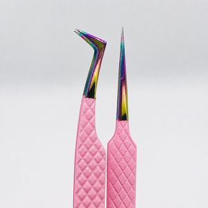 Pinzas Personalizadas de Acero Inoxidable para Cejas y Pestañas - Diseño en Forma de L, Arcoíris, Duraderas y Precisas para Volumen de Pestañas - Product Image 3