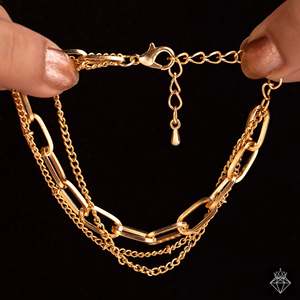 PRAO elegante pulsera de eslabones finos de cadena antideslustre de triple capa - Product Image 3