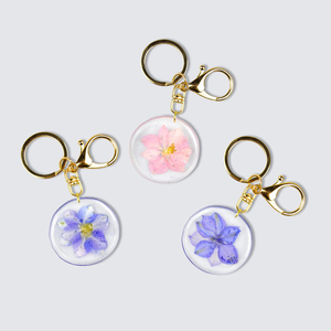 Porte-clés en résine avec fleurs séchées, décoration florale, anneau porte-clés en résine avec fleurs séchées - Product Image 2