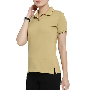 เสื้อโปโลสีเบจสำหรับผู้หญิง ผ้าคอตตอนผสมเนื้อนุ่ม สวมใส่สบาย ระบายอากาศได้ดี เหมาะสำหรับพนักงานออฟฟิศ - Product Image 4