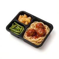 Conteneur alimentaire CPET noir/blanc, 1/2/3 compartiments, barquettes CPET pour repas prêts à consommer